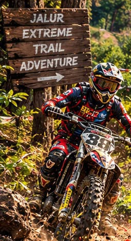 Rider motor trail melibas tanjakan batu karst